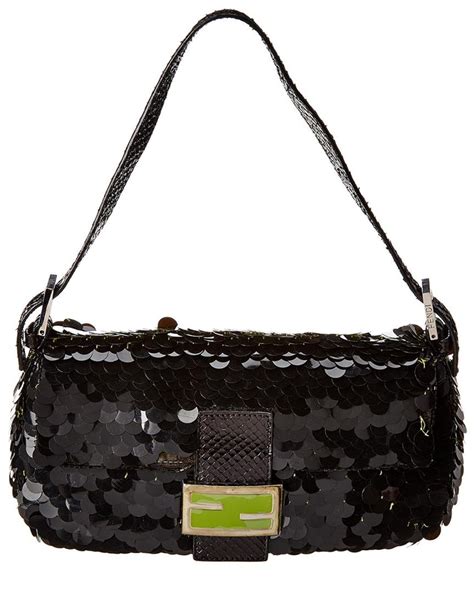 fendi black sequin baguette|fendi suede baguette bag.